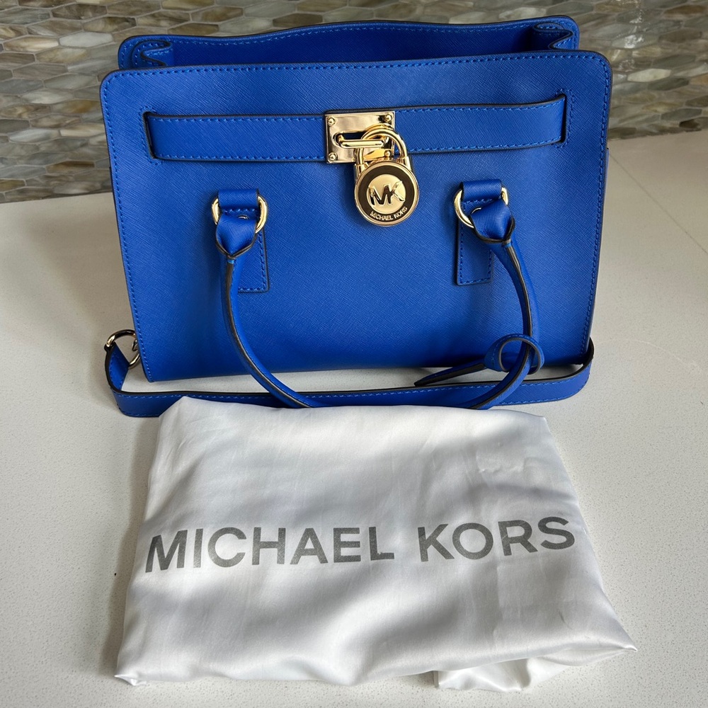 Michael Kors Sapphire Hamilton Satchel with Gold Hardware - Picture 9 of 9
